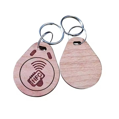 Gepersonaliseerde slimme RFID-toegangscontrole-sleuteltags Houten/Plastic/Epoxy NFC-sleuteltags