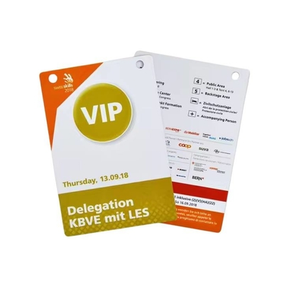 Punch Hole RFID Event Badges Smart RFID Chip Vip Pass ID Card Met Lanyard